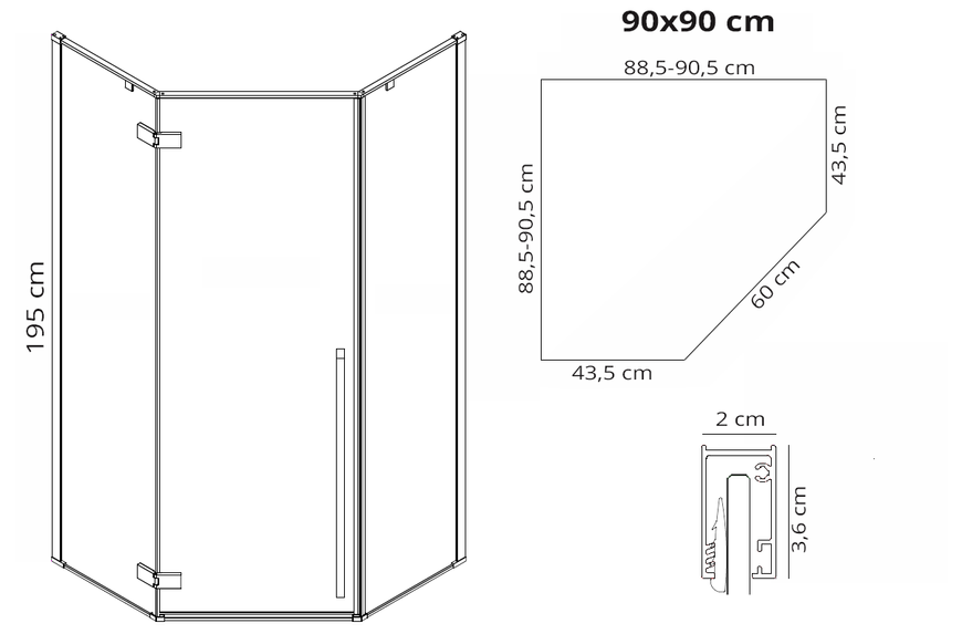 Душова кабіна REA DIAMOND 90х90 GOLD REA-K4904 фото