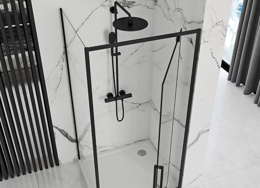 Душова кабіна REA RAPID SWING 80x100 BLACK REA-K6421 + REA-K6410 фото