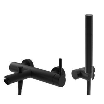 Смеситель для ванны и душа KOHLMAN ROXIN BLACK настенный с изливом KPL-QW110RB фото