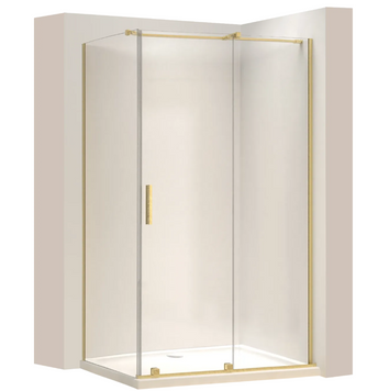 Душова кабіна REA MONTANA 100х100 BRASHED GOLD KPL-K2509 фото