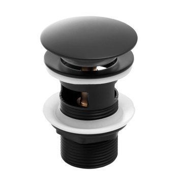 Донный клапан для раковины YOKA CLICK-CLACK BLACK с переливом BK.POP-14-ZP-BLK фото
