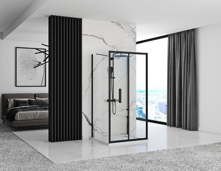 Душевая кабина REA RAPID FOLD 90х90 BLACK пристенная REA-KPL-09914 фото