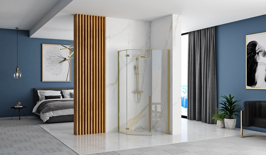 Душова кабіна REA DIAMOND 90х90 BRUSHED GOLD REA-K6506 фото