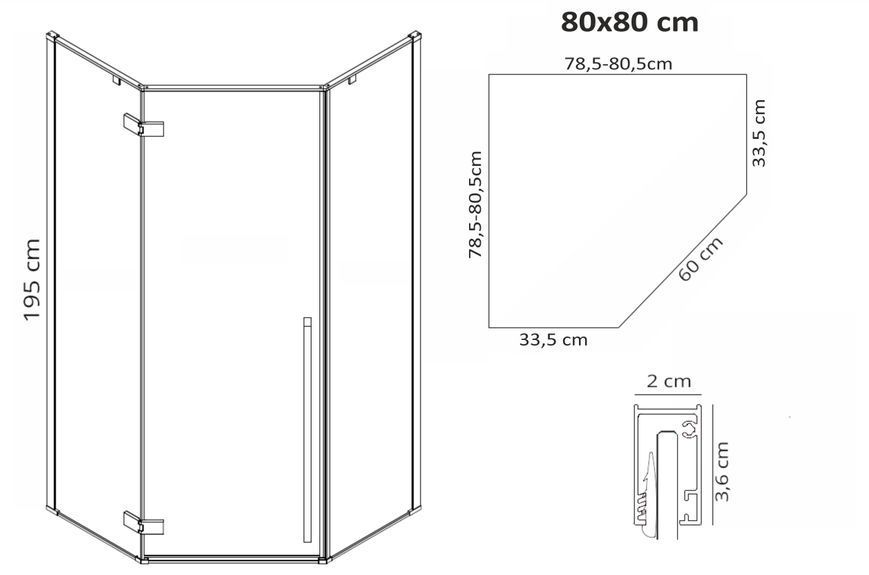 Душевая кабина REA DIAMOND 80х80 BLACK REA-K6900 фото
