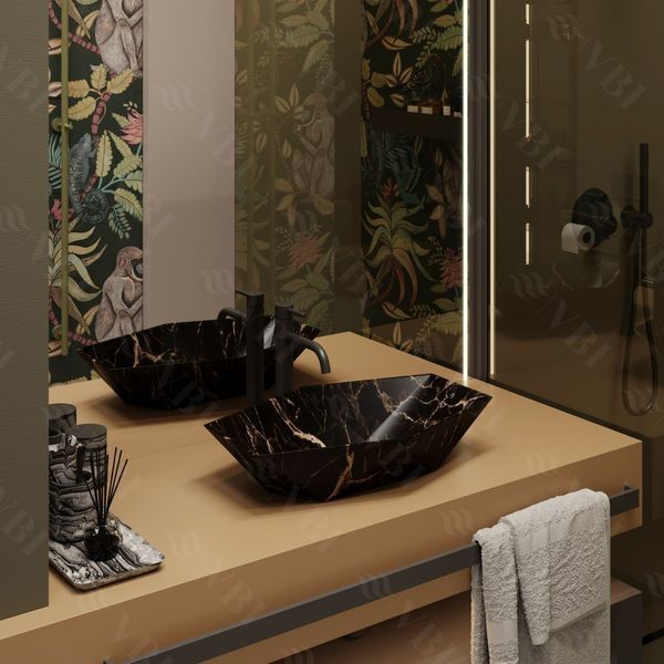 Умывальник (раковина) VBI VENEZIA S MARBLE BLACK MATT накладной VBI-012403 фото