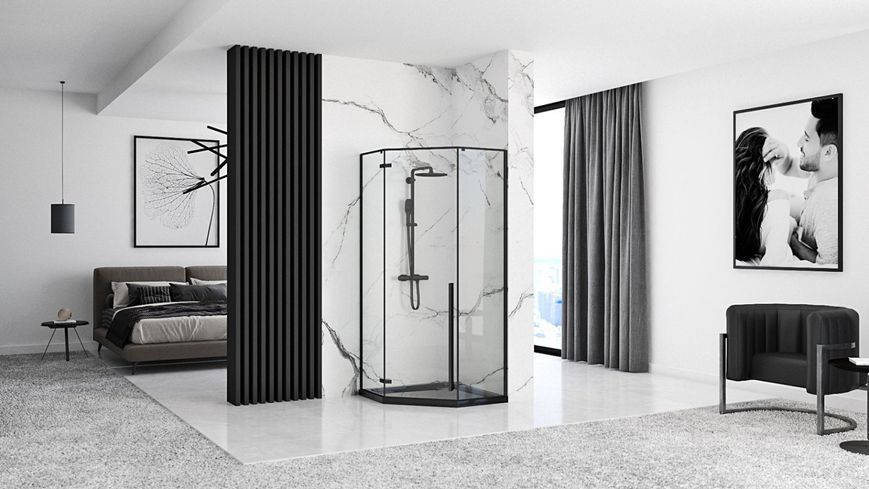 Душевая кабина REA DIAMOND 100х100 BLACK REA-K5623 фото