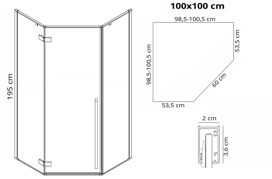 Душевая кабина REA DIAMOND 100х100 BLACK REA-K5623 фото