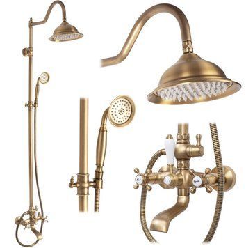 Душевой гарнитур REA BERGAMO ANTIQUE BRONZE с изливом REA-P5002 фото