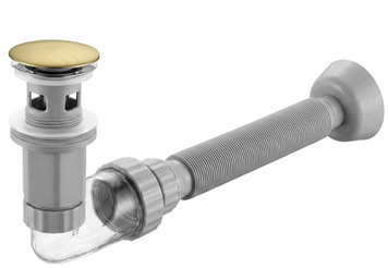 Меблевий сифон REA FLOW + CLICK-CLACK BRUSHED GOLD універсальний REA-A9496 фото