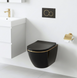 Подвесной унитаз REA CARLO BLACK MINI TORNADO FLAT GOLD EDGE REA-C4695 фото 2