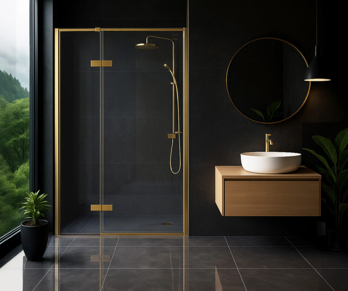 Душові двері REA ATLAS 80 P BRUSHED GOLD KPL-K4673 фото