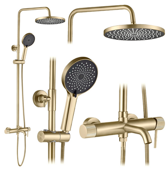 Душевой гарнитур REA LUNGO STRIPE BRUSHED GOLD с изливом REA-P9490 фото