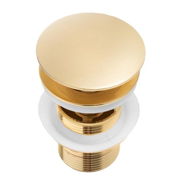 Донний клапан для умивальника Yoka KLIK-KLAK L.GOLD з переливом золотий BK.POP-14-ZP-GLD фото