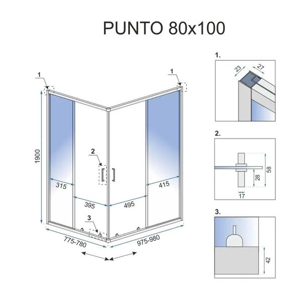 Душевая кабина REA PUNTO 80х100 REA-K1889 фото