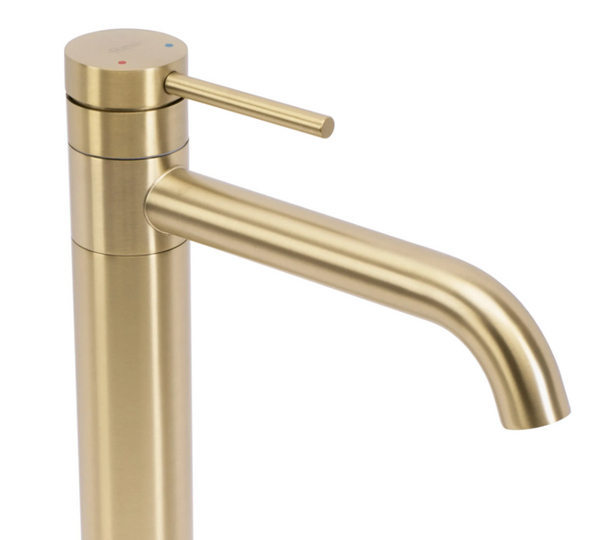 Змішувач для раковини (умивальника) REA LUNGIS BRUSHED GOLD високий REA-B6101 фото