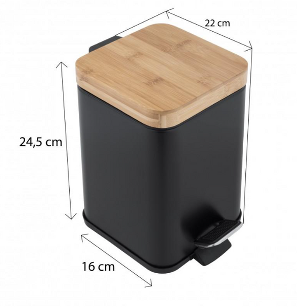 Кошик для сміття YOKA SIDO BLACK BAMBOO 3л. для ванної кімнати CH.SIDO-BLK фото