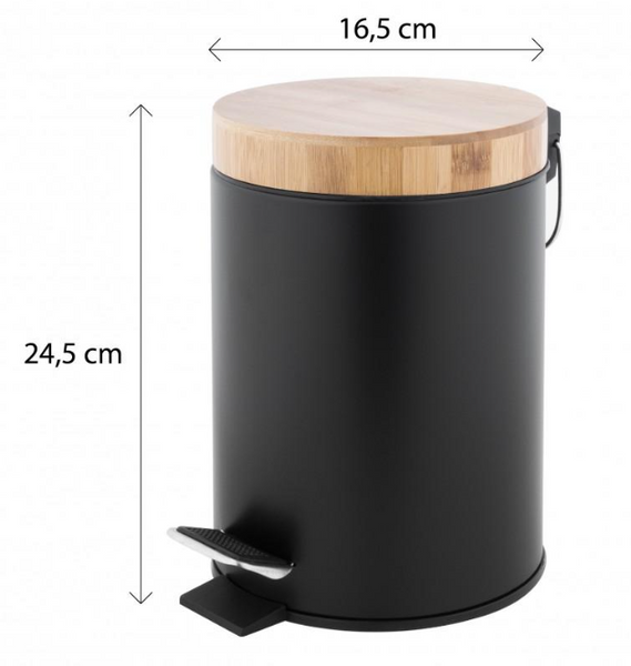 Кошик для сміття YOKA BIN BLACK BAMBOO 3л. для ванної кімнати CH.BIN-BLK фото