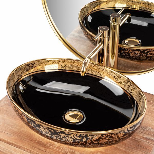 Умывальник (раковина) REA MARGOT GOLD BLACK накладной REA-U8978 фото