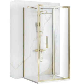 Душевая кабина REA RAPID FOLD 100х90 GOLD пристенная REA-KPL-09407 фото