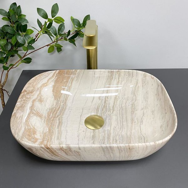 Умивальник (раковина) VBI RAVENNA TRAVERTINE GLOSSY накладний VBI-011204 фото
