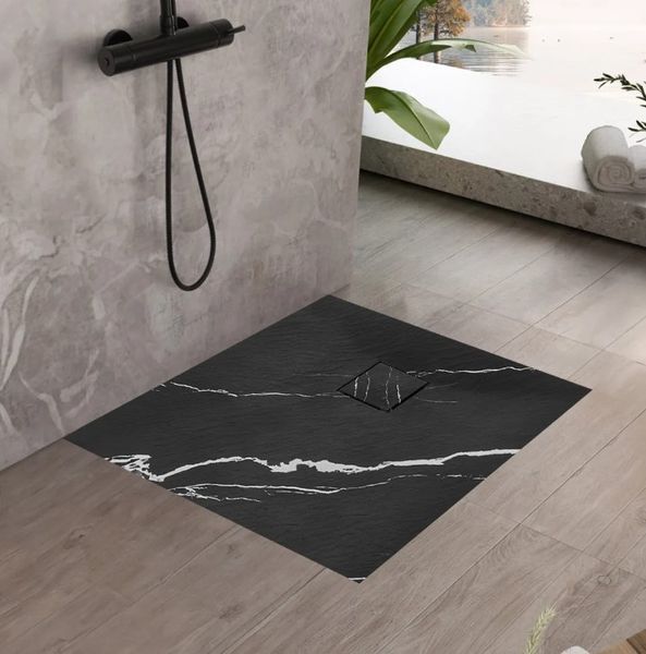 Душевой поддон REA MAGNUM 90x90 CARRARA BLACK REA-K7008 фото