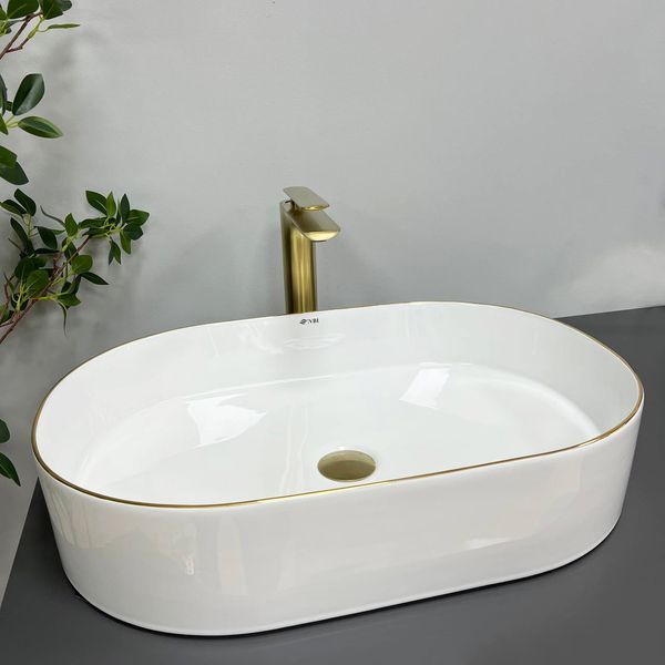 Умывальник (раковина) VBI VERONA 60 WHITE GOLD EDGE накладной VBI-011308 фото