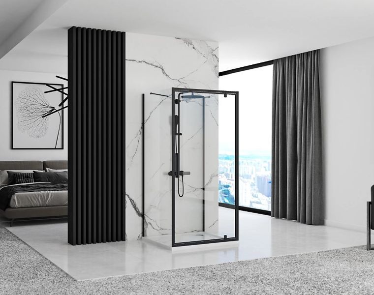 Душова кабіна REA RAPID SWING 90х100 BLACK пристінна REA-KPL-009954 фото