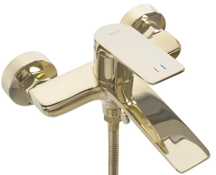 Змішувач для ванни та душу REA AVALON GOLD настінний з виливом REA-B1129 фото
