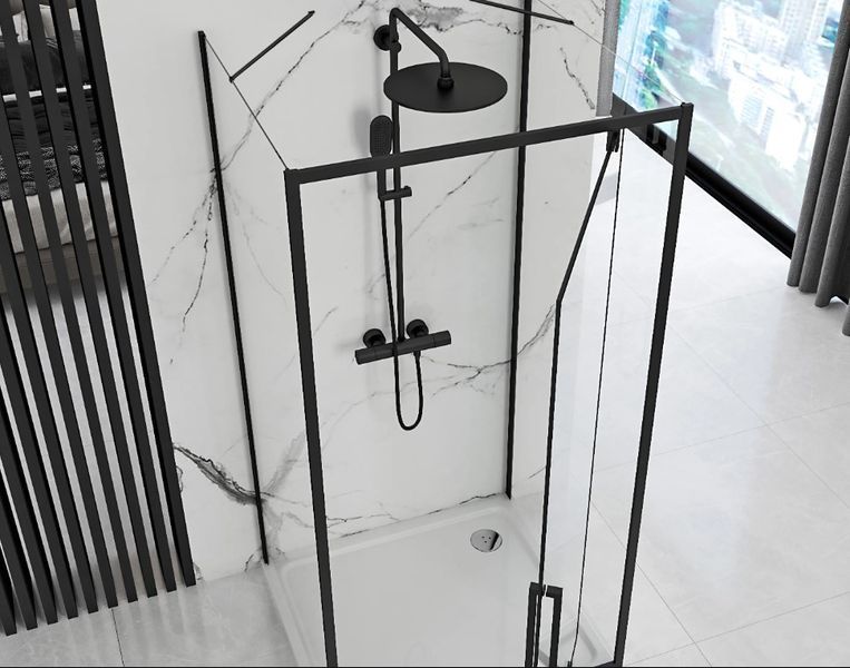 Душова кабіна REA RAPID SWING 100х90 BLACK пристінна REA-KPL-009956 фото