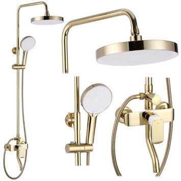 Душевой гарнитур REA BLOOM GOLD WHITE с изливом * REA-P9529 фото