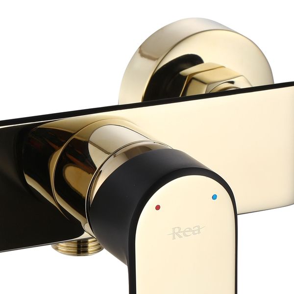 Змішувач для ванни REA BLOOM BLACK GOLD чорний/золото настінний REA-B9938 фото