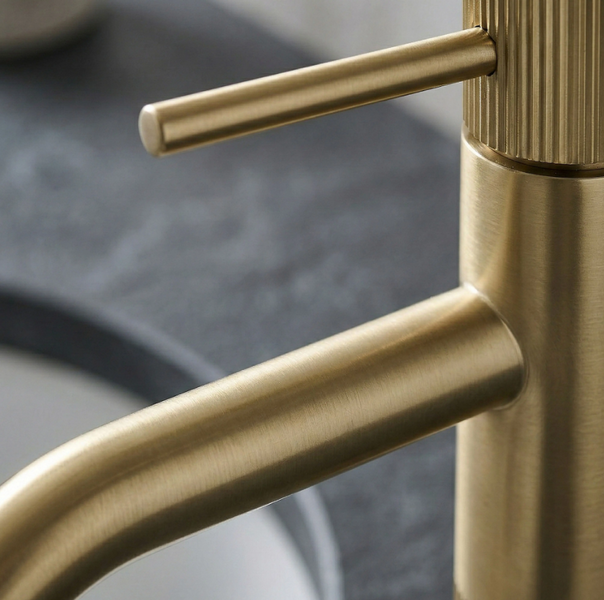 Смеситель для раковины REA LUNGO STRIPE BRUSHED GOLD низкий REA-B8050 фото
