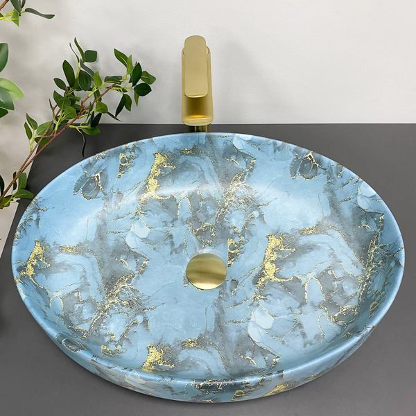 Умивальник (раковина) VBI UDINE MARBLE BLUE MATT накладний VBI-012103 фото