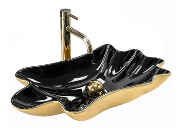 Умивальник (раковина) REA INFINITY GOLD BLACK накладний * REA-U3402 фото