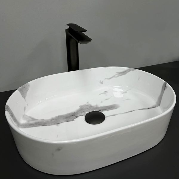 Умивальник (раковина) VBI VERONA 50 MARBLE NATURE GLOSSY накладний VBI-011311 фото