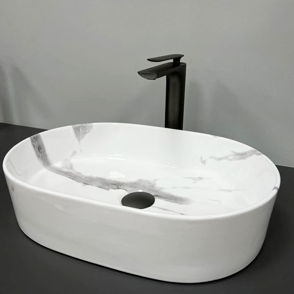 Умивальник (раковина) VBI VERONA 50 MARBLE NATURE GLOSSY накладний VBI-011311 фото