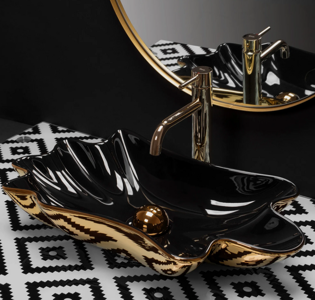 Умывальник (раковина) REA INFINITY GOLD BLACK накладной * REA-U3402 фото