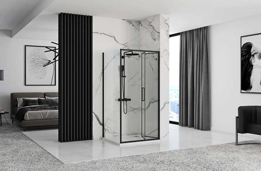 Душевая кабина REA RAPID FOLD 80x80 BLACK REA-K6421 + REA-K6418 фото