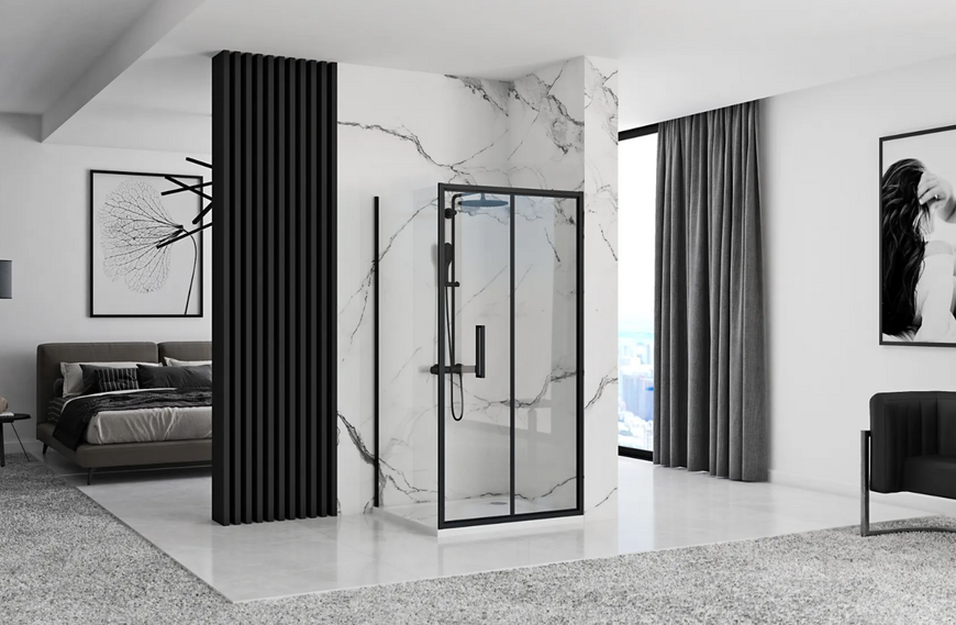 Душевая кабина REA RAPID FOLD 80x80 BLACK REA-K6421 + REA-K6418 фото