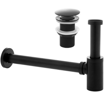 Сифон для раковини YOKA BLACK універсальний + CLICK-KLAK без переливу BK.SYPOP-14-BLK фото