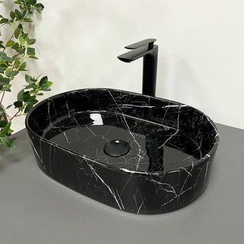 Умывальник (раковина) VBI VERONA 50 BLACK MARMO GLOSSY накладной VBI-011314 фото