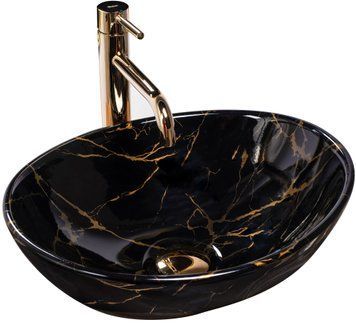 Умывальник (раковина) REA SOFIA BLACK MARBLE SHINY накладной REA-U5611 фото