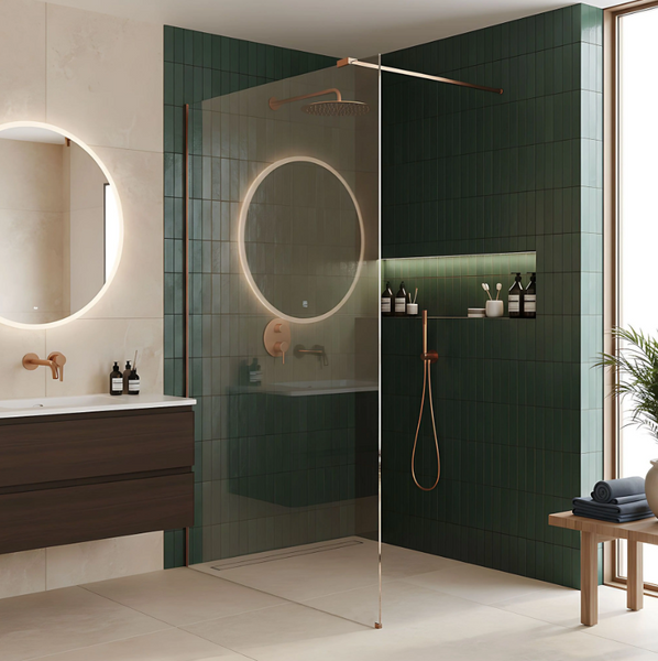 Душова стінка REA FLEXI 140 TRANSPARENT BRUSHED COPPER KPL-K99377 фото