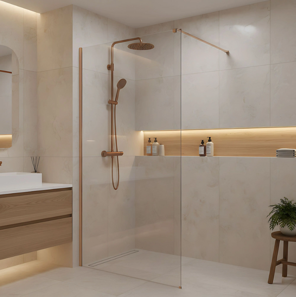 Душова стінка REA FLEXI 140 TRANSPARENT BRUSHED COPPER KPL-K99377 фото