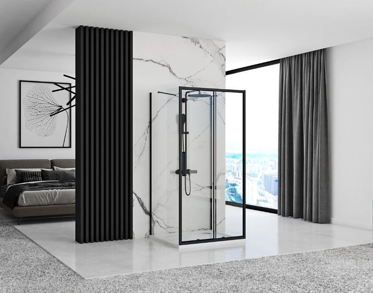 Душова кабіна REA RAPID SLIDE 160х90 BLACK пристінна REA-KPL-09893 фото