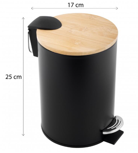 Кошик для сміття YOKA VINI BLACK BAMBOO 3л. CH.VINI-BLK фото