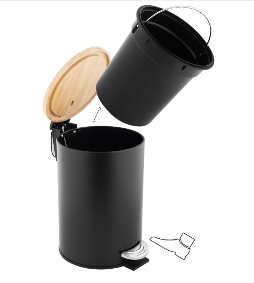 Кошик для сміття YOKA VINI BLACK BAMBOO 3л. CH.VINI-BLK фото