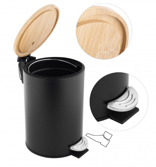 Кошик для сміття YOKA VINI BLACK BAMBOO 3л. CH.VINI-BLK фото