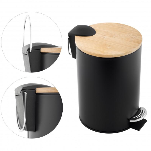 Кошик для сміття YOKA VINI BLACK BAMBOO 3л. CH.VINI-BLK фото