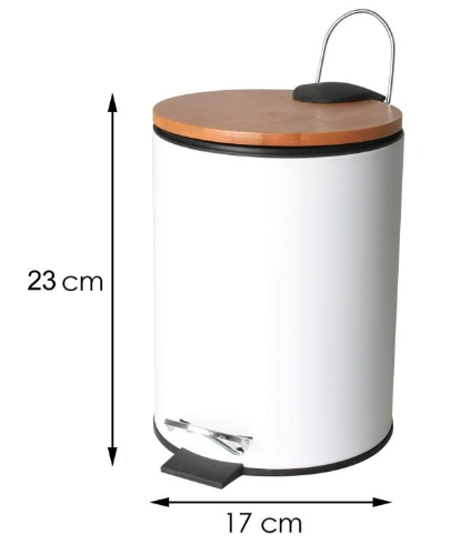 Кошик для сміття YOKA VINI WHITE BAMBOO 3л. для ванної кімнати * CH.VINI-WHT фото